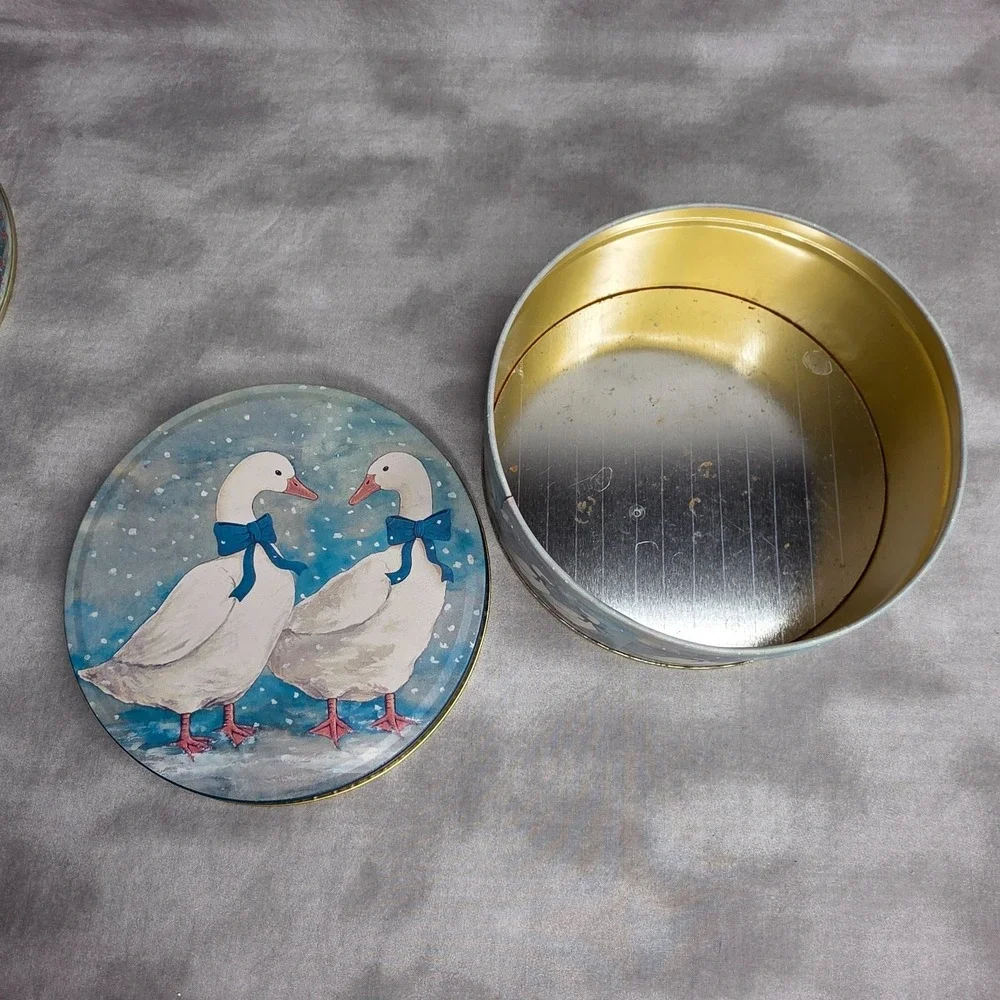 3 PC Nesting Metal Canister Set Goose Cottagecore Country Farmhouse Vtg 1980s